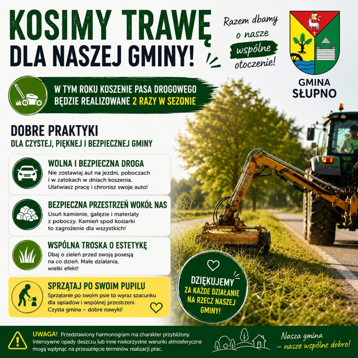 Koszenie traw i poboczy przy drogach gminnych oraz chodnikach